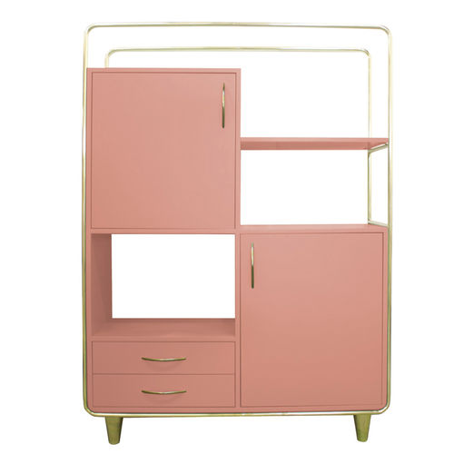 Hohes Sideboard - BUDAPEST - Moanne - modern / lackiertes Holz / Messing