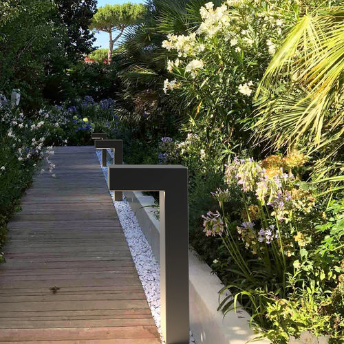 Leuchtpoller für Garten - Linea - Bottega 7 - modern / Edelstahl / pulverbeschichteter Stahl