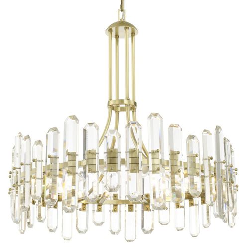 Moderner Kronleuchter - KA1950 BOLTON - Alan Mizrahi Lighting - Kristall / Messing / 6 Glühbirnen