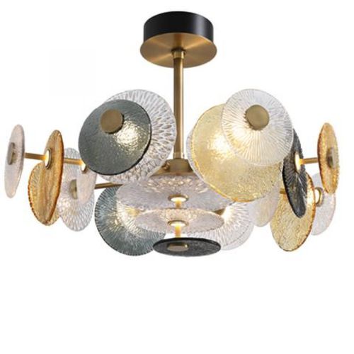 Moderner Kronleuchter - IQ8135 CASABLANCA DISK - Alan Mizrahi Lighting - geblasenes Glas / Metall / 2 Ebenen