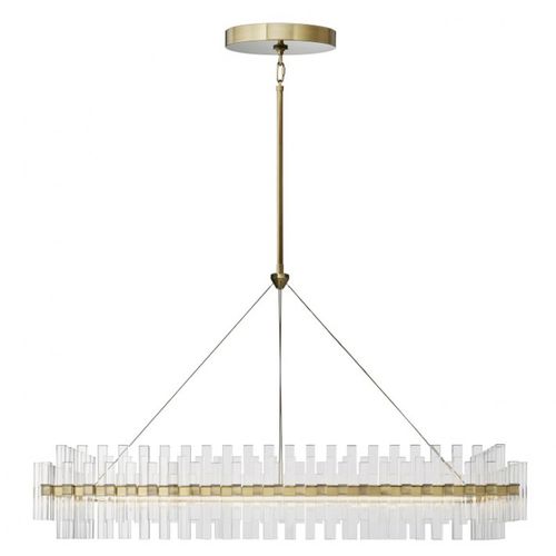 Kronleuchter / Art Deco - AM1514 PHOEBE LINEAR - Alan Mizrahi Lighting - Glas / poliertes Messing / rechteckig