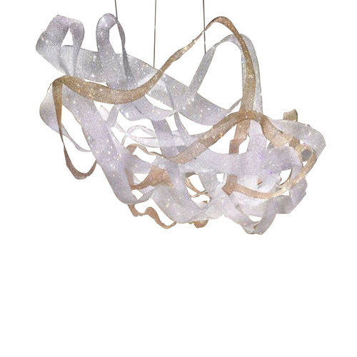 Kronleuchter / originelles Design - AM2242 RIBBONS DIAMONDS - Alan Mizrahi Lighting - Kristall / Stahl / für Gewerbegebrauch