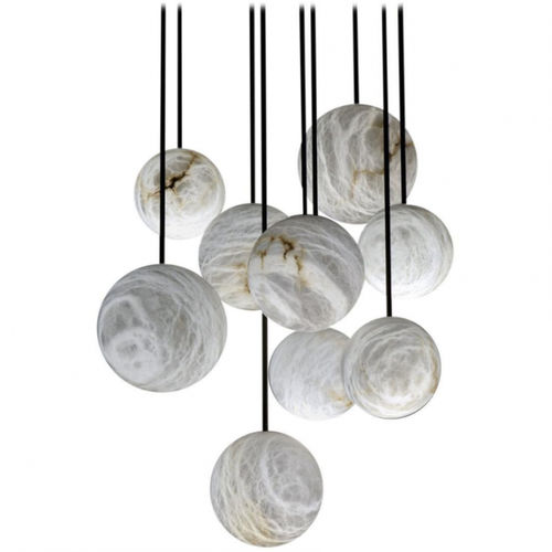 Moderner Kronleuchter - IQ2096 HARMONY - Alan Mizrahi Lighting - aus lackiertem Metall / Alabaster / Wasserfall