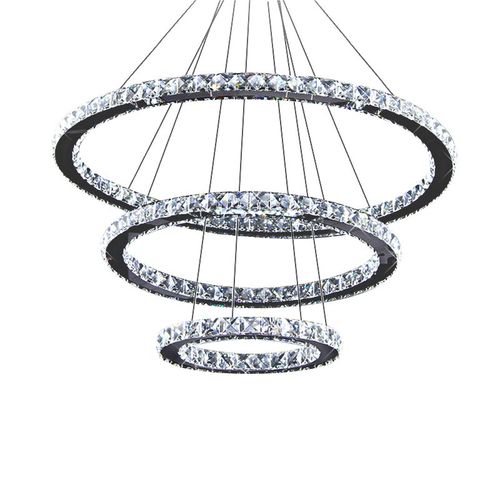 Moderner Kronleuchter - AM6123 CIRCLE - Alan Mizrahi Lighting - Kristall / Edelstahl / für Gewerbegebrauch