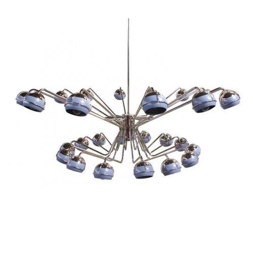Kronleuchter / Art Deco - IQ8056 BLACK WIDOW - Alan Mizrahi Lighting - lackiertes Glas / vernickeltes Messing / 2 Ebenen