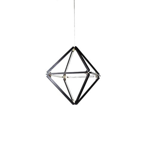 Moderner Kronleuchter - KA1816 DIAMOND - Alan Mizrahi Lighting - Messing / Holz / mit geometrischen Motiven