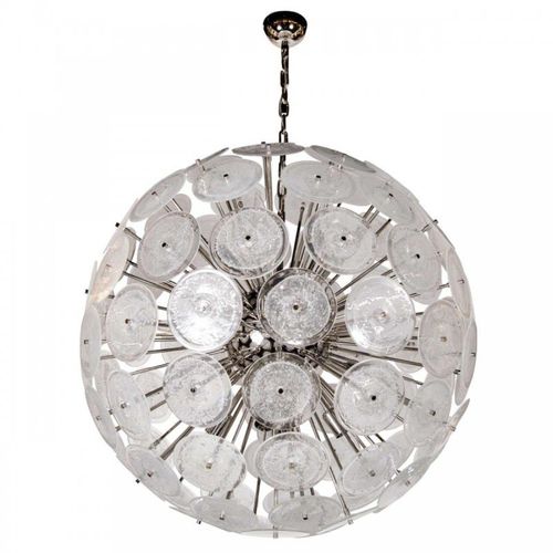 Moderner Kronleuchter - QZ2704 VISTOSI DISC STYLE  - Alan Mizrahi Lighting - Nickel / Glas / 10 Glühbirnen