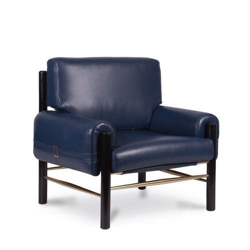 Stilsessel - DEAN - Essential Home - Leder / Stoff / poliertes Messing