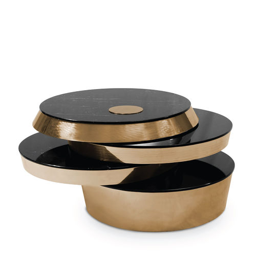Design-Couchtisch - MILLER - Essential Home - Metall / Marmor / Gestell aus poliertem Messing