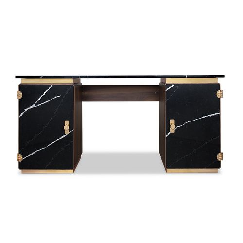 Bodenstehender Schreibtisch - LASDUN - Essential Home - modern / Nussbaum / Marmor