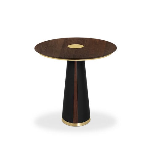 Moderner Bistrotisch - BERTOIA - Essential Home - Nussbaum / poliertes Messing / Gestell aus Messing