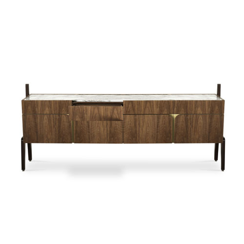 Sideboard / skandinavisches Design - VITTORIO  - Essential Home - lackiertes Holz / Nussbaum / gebürstetes Messing