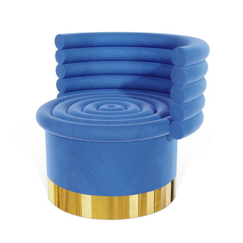 Moderner Sessel - NESBITT - Essential Home - Stoff / Metall / blau