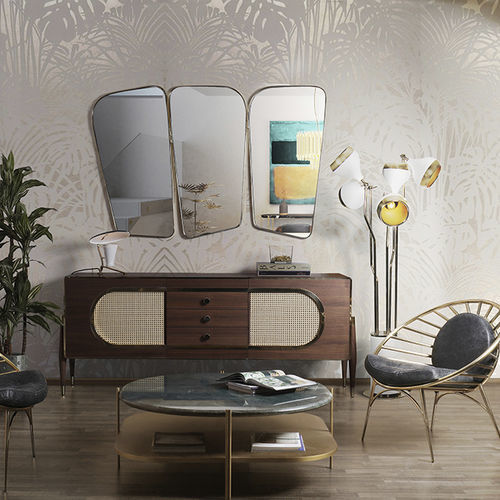 Design-Sideboard - DANDY - Essential Home - poliertes Messing / gebürstetes Messing / Massivholz