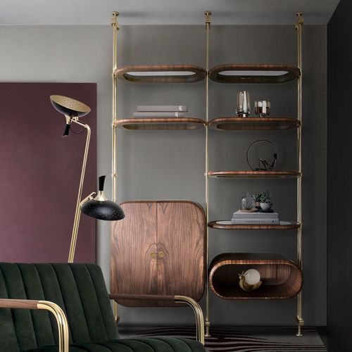 Modulregal - MINNELLI - Essential Home - Decke/Boden / modern / poliertes Messing