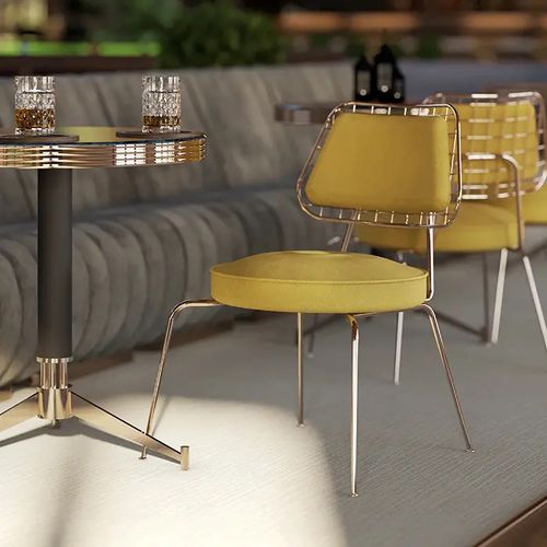 Moderner Bistrotisch - DOLLY - Essential Home - Marmor / Gestell aus Messing / rund