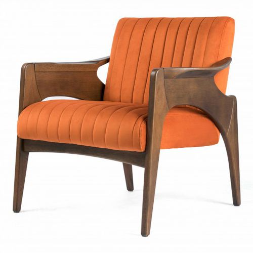 Moderner Sessel - WING - Moora - Stoff / Holz / orange