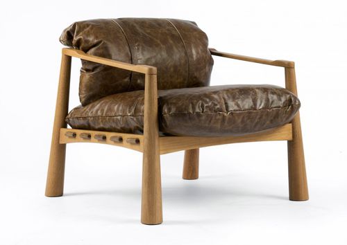 Moderner Sessel - RIOS - Moora - Leder / Stoff / Holz