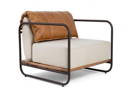 Moderner Sessel - BRERA - Moora - Leder / Stoff / braun