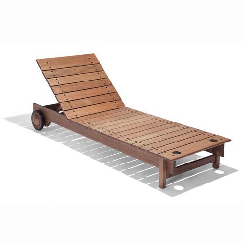 Moderne Sonnenliege - TAJÁ - Butzke - Holz / verstellbare Rücklehne / auf Rollen