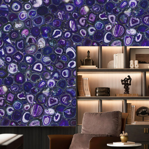 Halbedelstein-Natursteinplatte - Agate Purple 1 - Efesus Stone - für Innenausbau / für Wand / für Bad