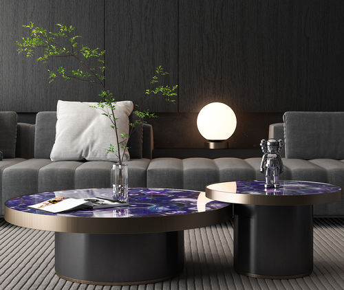 Moderner Couchtisch - Agate Purple 1 - Efesus Stone - Naturstein / Halbedelstein / Gestell aus Metall