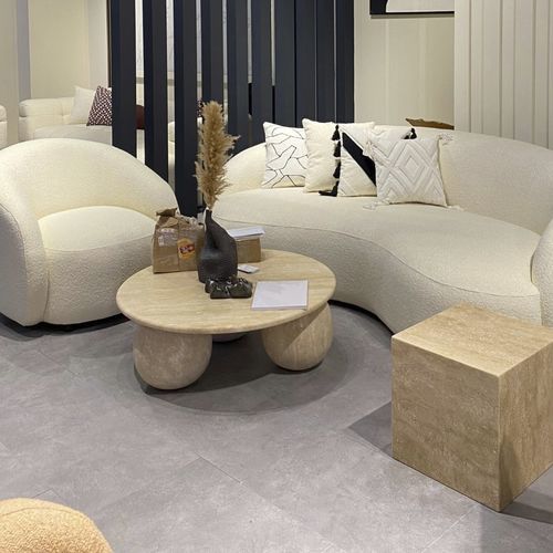 Moderner Couchtisch - 20 - Efesus Stone - Holz / Travertin / Gestell aus Travertin