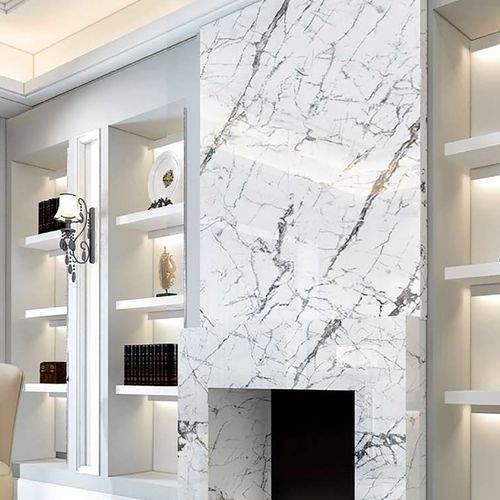 Porzellan-Natursteinplatte - Invisible White 10001 - Efesus Stone - für Innenausbau / für Wand / poliert