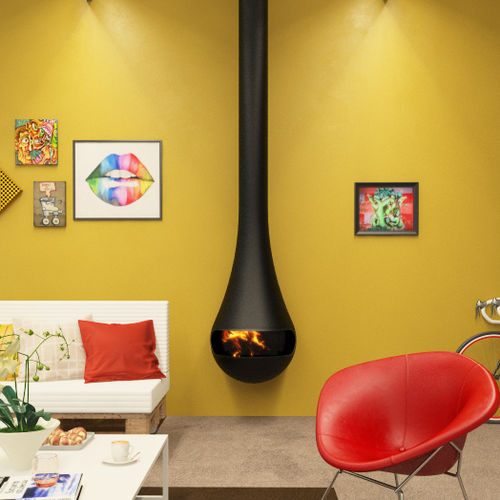 Holzkamin - PERLA - CL Design - wandmontiert / hängend / Zentral