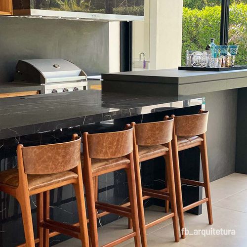 Moderner Barhocker - HELGA - Estudiobola - Leder / Holz / Stoff