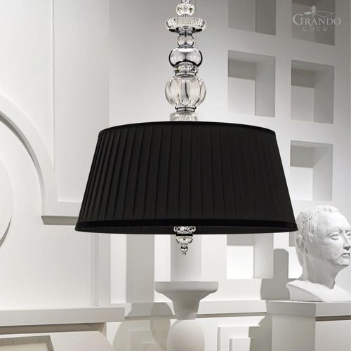 Hängelampe - JULIANA - grandoluce - Chrom / Swarovski®-Kristall / Stoff
