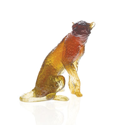 Kristallskulptur - GUÉPARD   - Daum - schwarz / orange / Tier
