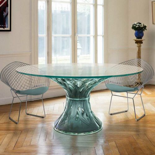Moderner Tisch - Vegetal - Daum - Hartglas / Gestell aus rostfreiem Edelstahl / Gestell aus Hartglas
