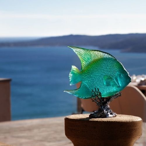 Kristallskulptur - Maya - Daum - freistehend / gold / blau
