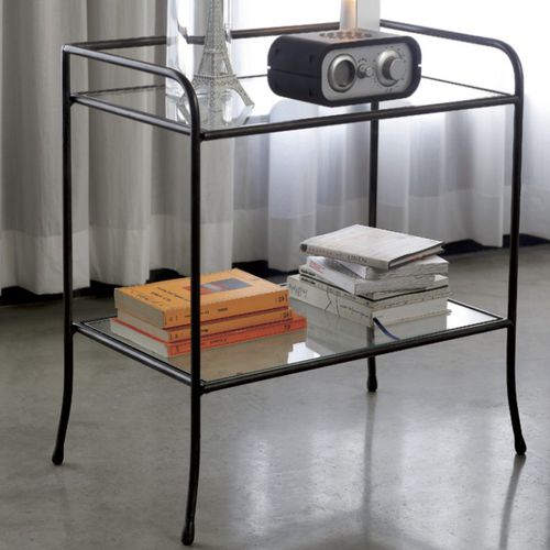 Moderner Nachttisch - JAGO - Barel Srl - Glas / Gestell aus Eisen / rechteckig