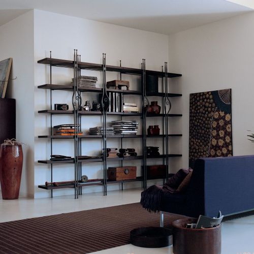 Modernes Bücherregal - BE BOP - Barel Srl - Eiche / Nussbaum / Holzfurnier
