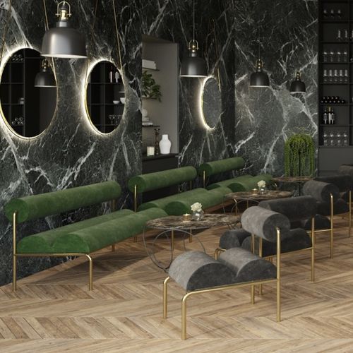 Moderner Clubsessel - ALIKO - Barel Srl - Samt / Eisen / grau
