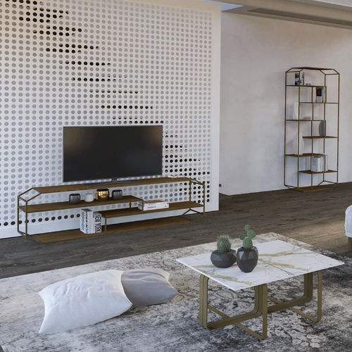 Modernes Fernsehmöbel - YIN - Barel Srl - Eiche / Nussbaum / Kristall