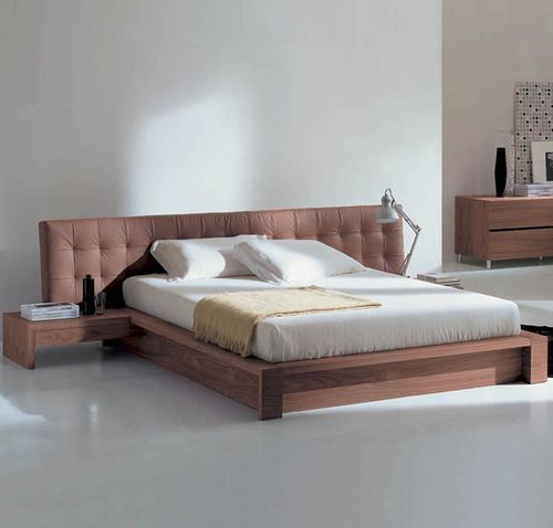 Doppelbett - PLANO - Mobilform - modern / gepolstertes Kopfteil / Bettkasten