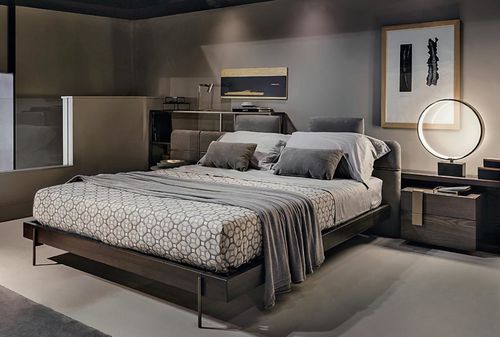 Doppelbett - MESH - Shake Design - modern / gepolstertes Kopfteil / Esche
