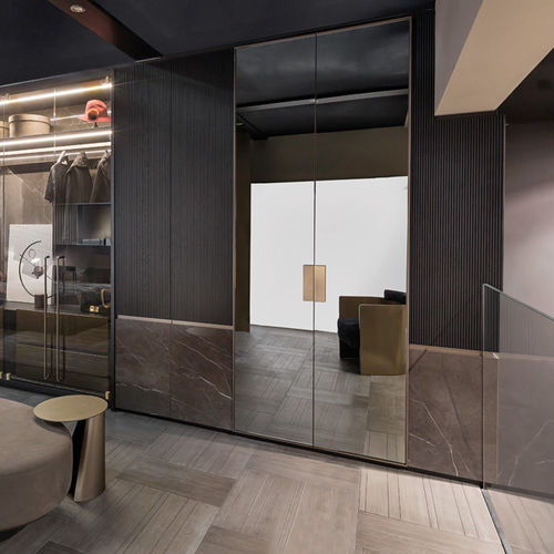 Moderner Kleiderschrank - HEGE - Shake Design - Holz / Bronze / mit Schwingtür