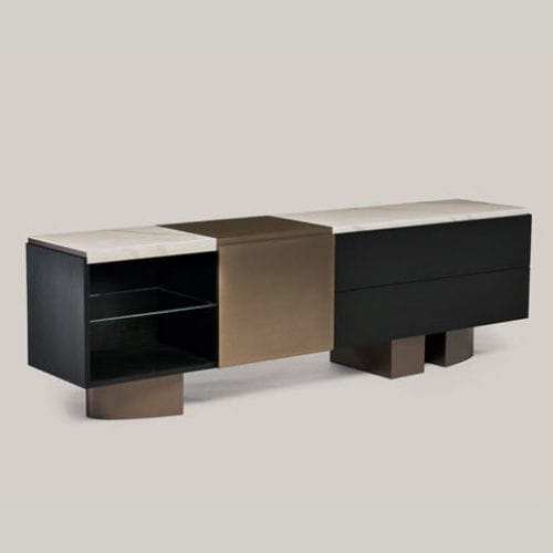 Modernes Sideboard - BOSTON - Shake Design - Bronze / Porzellan / mit Regal