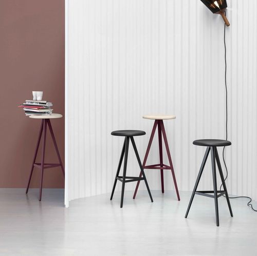 Moderner Barhocker - AKY 0122-H67-MET  - Traba' - Leder / Stoff / Esche