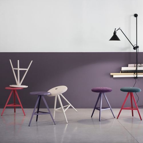 Moderner Hocker - AKY 0122-h47-MET - Traba' - Leder / Stoff / Esche