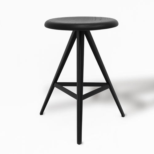 Hocker / skandinavisches Design - AKY 47 - Traba' - Esche / Gestell aus gestrichenem Metall / mit 3 Beinen