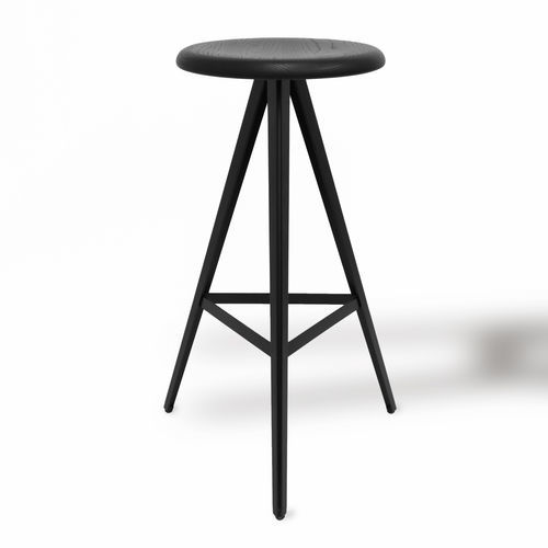 Barhocker / skandinavisches Design - AKY 61  - Traba' - Esche / Massivholz / Gestell aus gestrichenem Metall