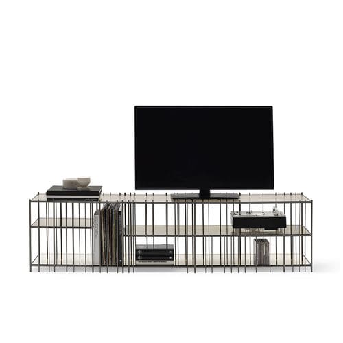 Modernes Fernsehmöbel - METRICA  - Mogg - mit integriertem Stauraum / Glas / Metall