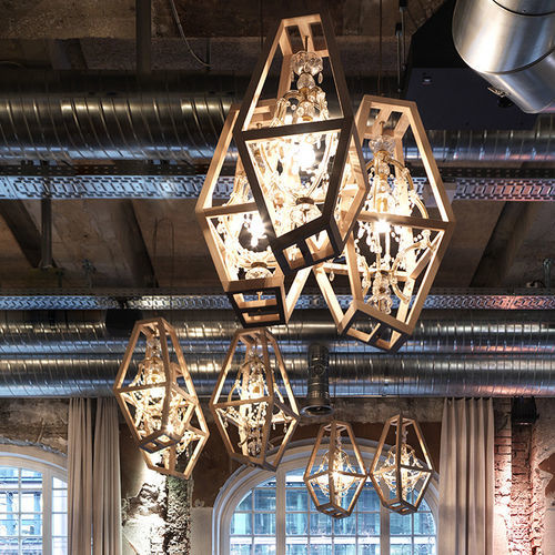 Hängelampe - CRYSTAL - Mogg - Kristall / Massivholz / originelles Design