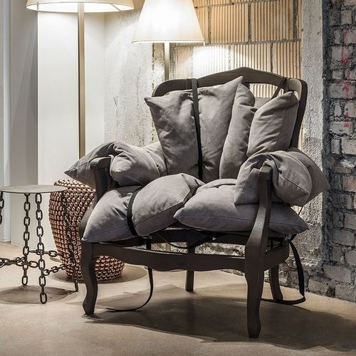 Sessel / originelles Design - 7PILLOWS - Mogg - Stoff / Buche / mit abnehmbarem Kissen