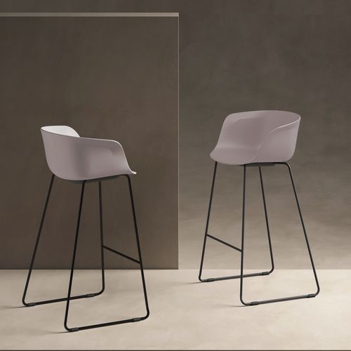 Minimalistischer Barhocker - LORIA - vank - Kunststoff / Gestell aus Metall / drehbar